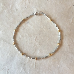 Silver and Gold Vermeil Karen Hill Tribe Beaded Bracelet, Sundance Style, Boho Chic, Boho Stack Bracelet, Layering Bracelet, Dainty Bracelet