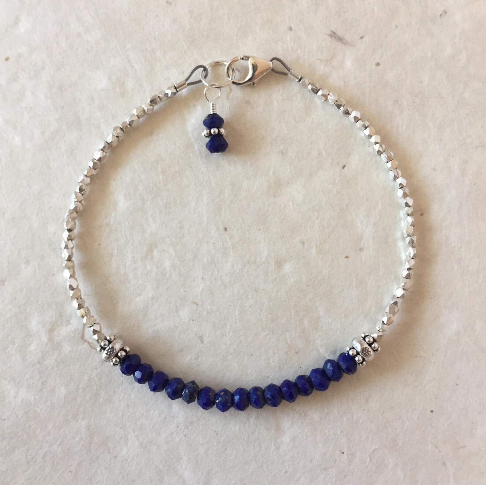 Lapis Lazuli Karen Hill Tribe Thai Silver Beaded Bracelet - Etsy