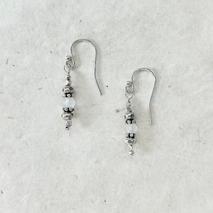Dainty Moonstone Hill Tribe Thai Silver Beaded Earrings, Sundance Style, Sundance Tribe, June Birthday, Delicate Earrings