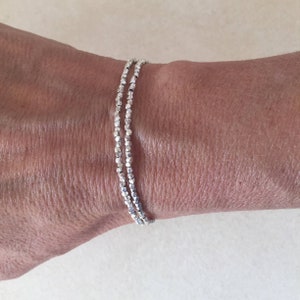 Karen Hill Tribe Thai Silver Faceted Bead Double Wrap Bracelet image 3