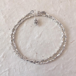 Karen Hill Tribe Thai Silver Faceted Bead Double Wrap Bracelet image 1