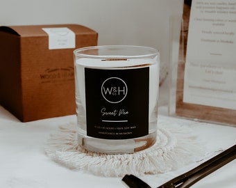 Sweet Pea 11 oz | Muskoka-inspired, hand-poured, 100% Soy Wax, Wood Wick, Whiskey Tumbler Candle | Hygge  | Home Decor| Soy Candle