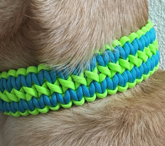 Paracord Double Cobra Two Color Neon Green and Neon Blue Dog - Etsy