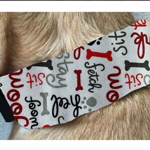 Summer Ice Pack Dog Collar/ Woof Sit Fetch Stay Dog Collar/ Cooling Dog Collar/ Cold Dog Collar