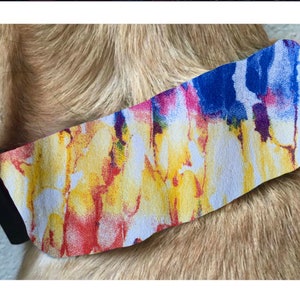 Summer Ice Pack Dog Collar / Cooling Collar/ Rain Tie Dye / Wide Collar (1.5 inch band width)