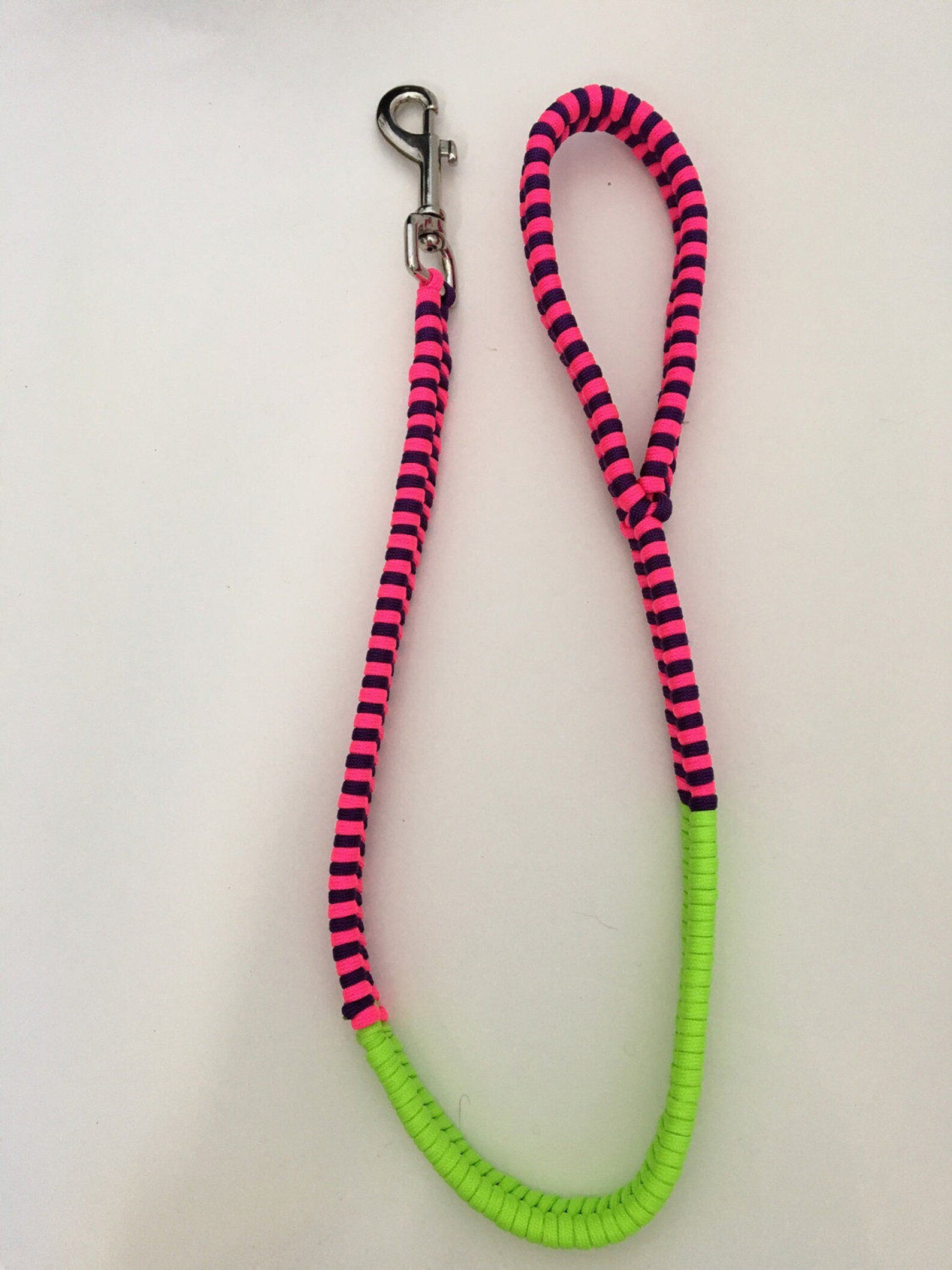 Training Leash Paracord Fishtail Dog Leash Neon Pink, Purple, and Green