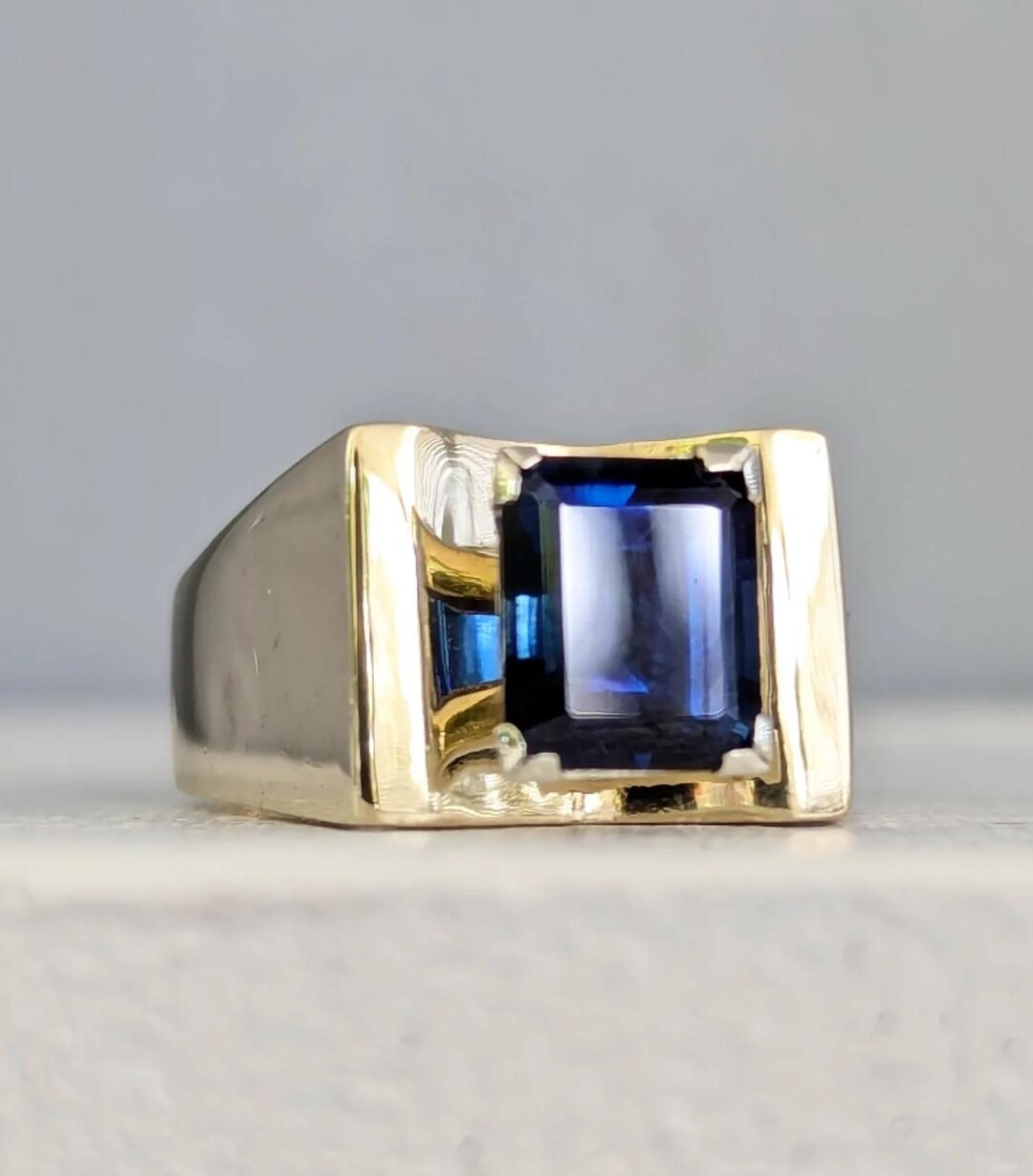 ブルーサファイア Vivid Australian Blue Sapphire 9ct Yellow Gold Vintage - Etsy