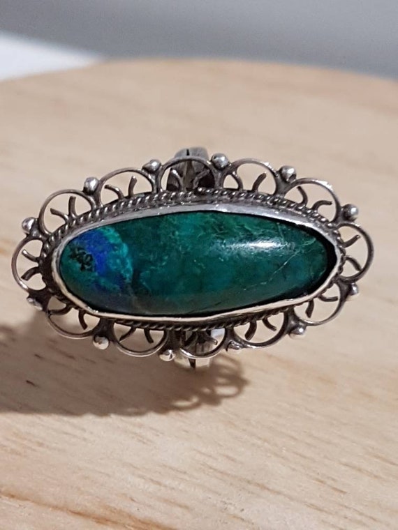 Vintage Malachite Mexican Sterling Silver Ring