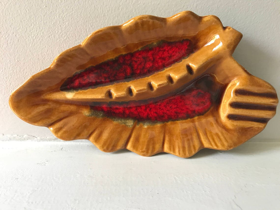 Marcia of California Pottery Vintage Leaf Shaped Brown/orange Etsy