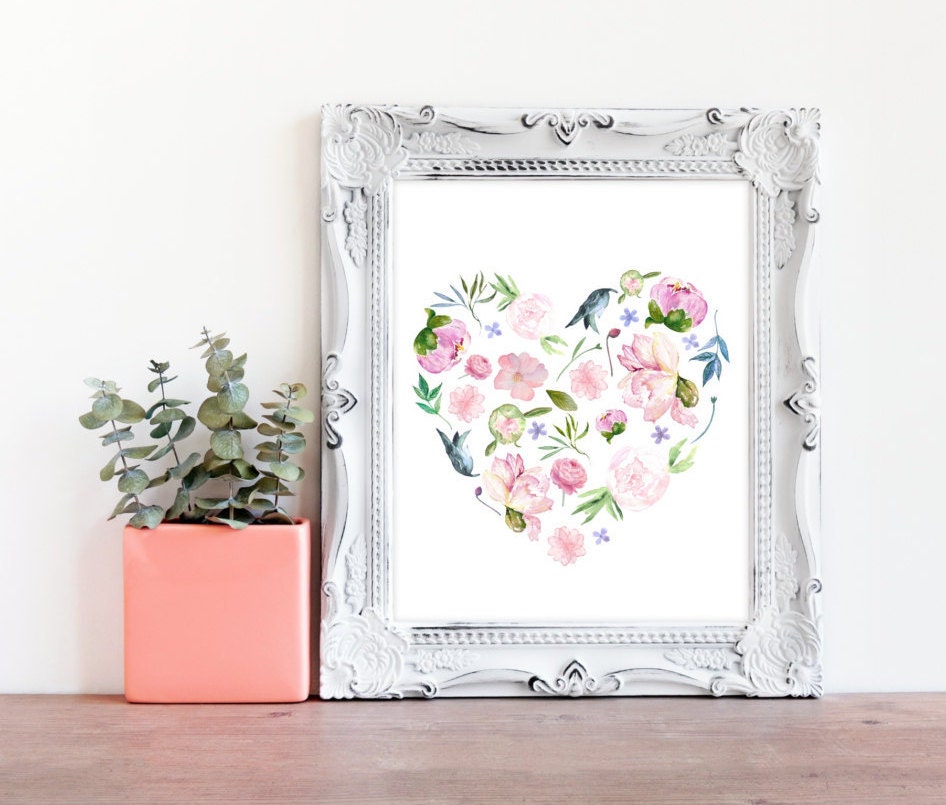 Pink Floral Nursery Print Blush Pink Flower Print Little Etsy