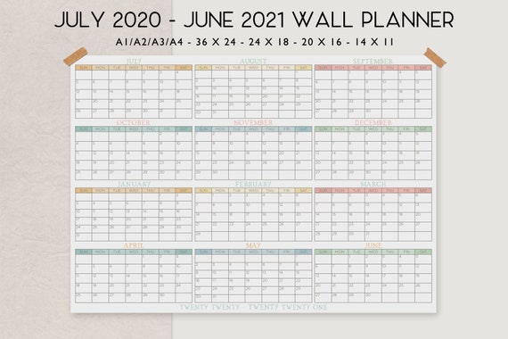 2020 2021 School Year Block Calendar Large Academic Wall Etsy 2021 calendar 36 x24 pdf