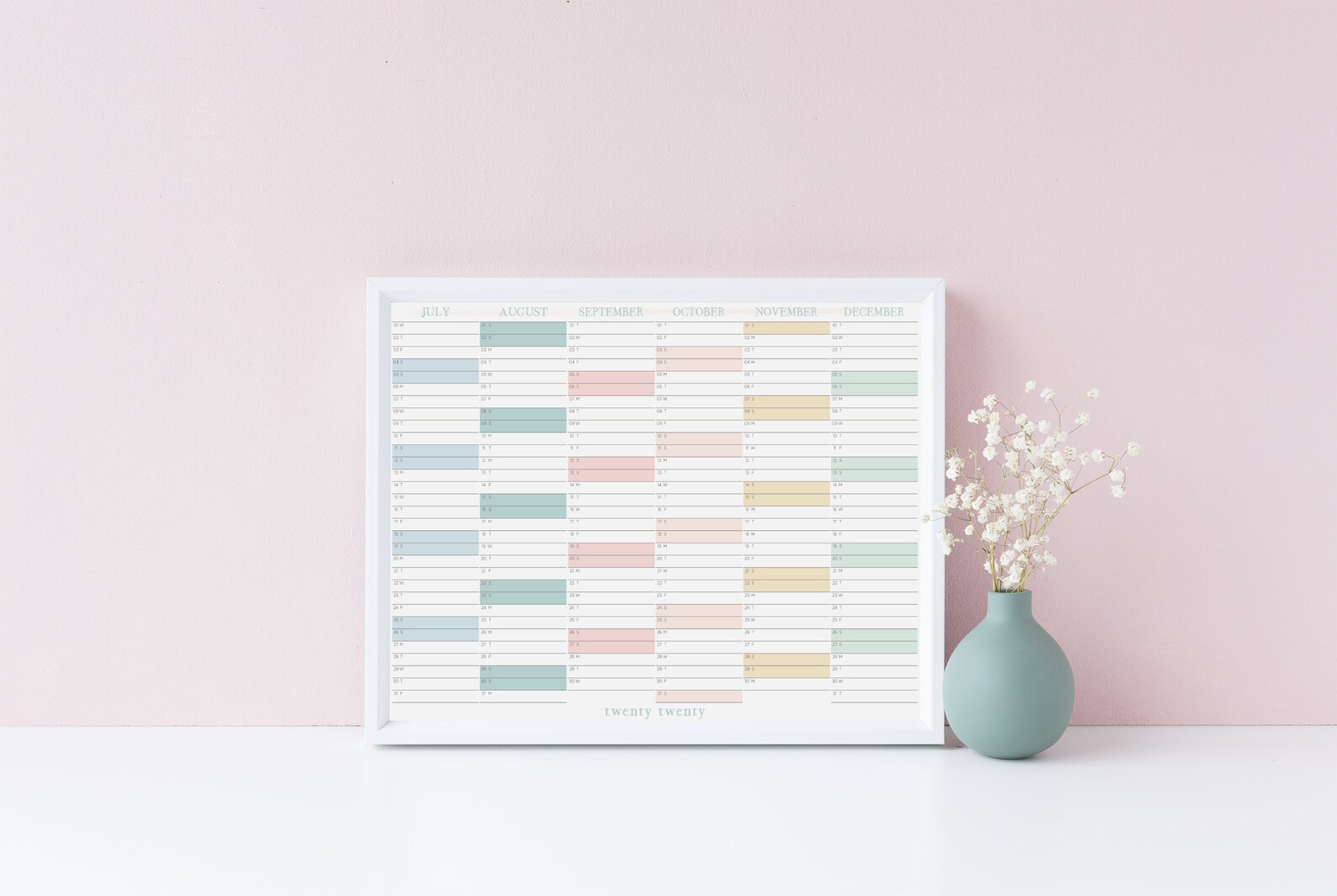 2020 2021 6 Month Block Wall Planner Large Wall Calendar Etsy