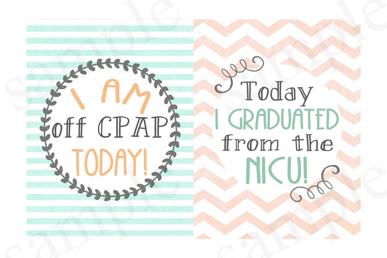 NICU Milestone Cards Printable Mint and Orange Preemie | Etsy