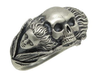 Custom Made Skull Ring, Memento Mori Ring, Women’s Skull  Ring,  Women Skull, Angel Skull Ring, Women Skull Jewelry