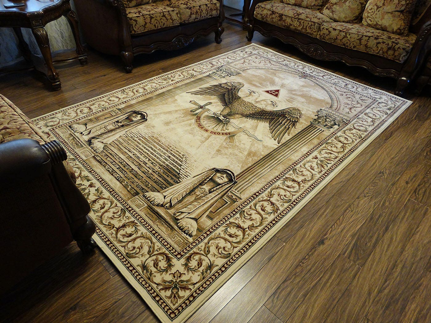 Scottish Rite Masonic Area Rug: 32nd Degree Freemason Design (6'6