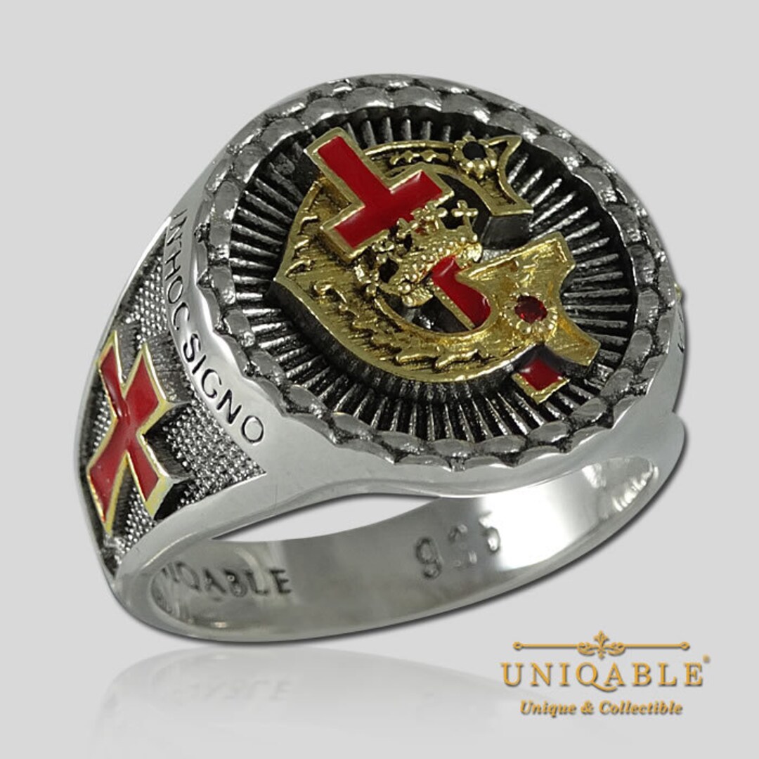 Uniqable Knights Templar Sterling Silver 925 Masonic 18K Gold Plated ...