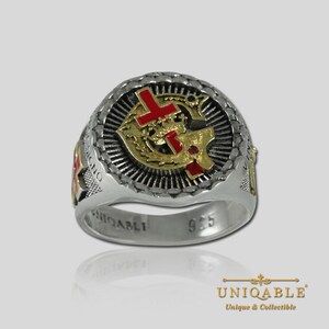 Uniqable Knights Templar Sterling Silver 925 Masonic 18K Gold Plated ...