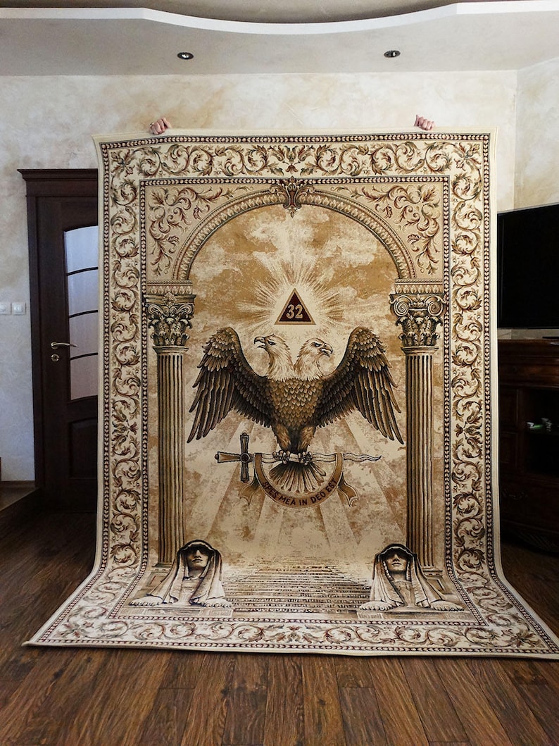 Scottish Rite Masonic Area Rug: 32nd Degree Freemason Design (6'6
