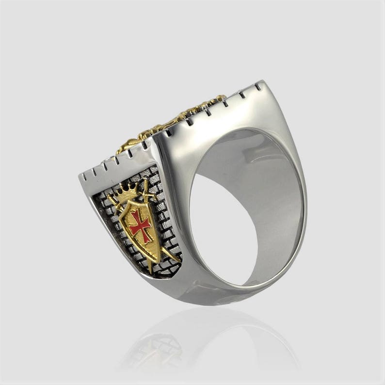Knight Templar Masonic Ring 18k White and Yellow Gold Plated - Etsy