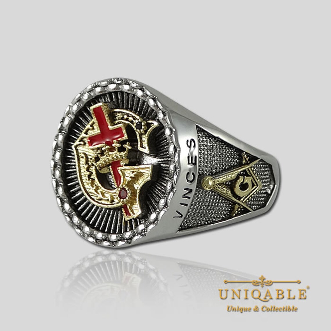 Uniqable Knights Templar Sterling Silver 925 Masonic 18K Gold | Etsy