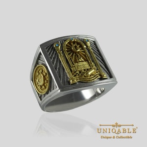 Masonic Arch Ring: 18K Gold-Plated Sterling Silver Freemason Ring, USA Made
