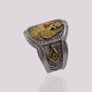 Custom Made Scottish Rite 33 Degree Master Mason Masonic Ring White and ...