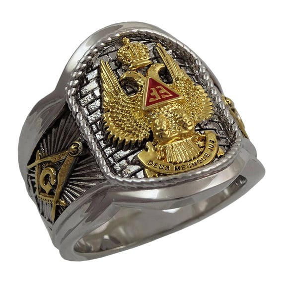 Custom Made Scottish Rite 33 Degree Master Mason Masonic Ring