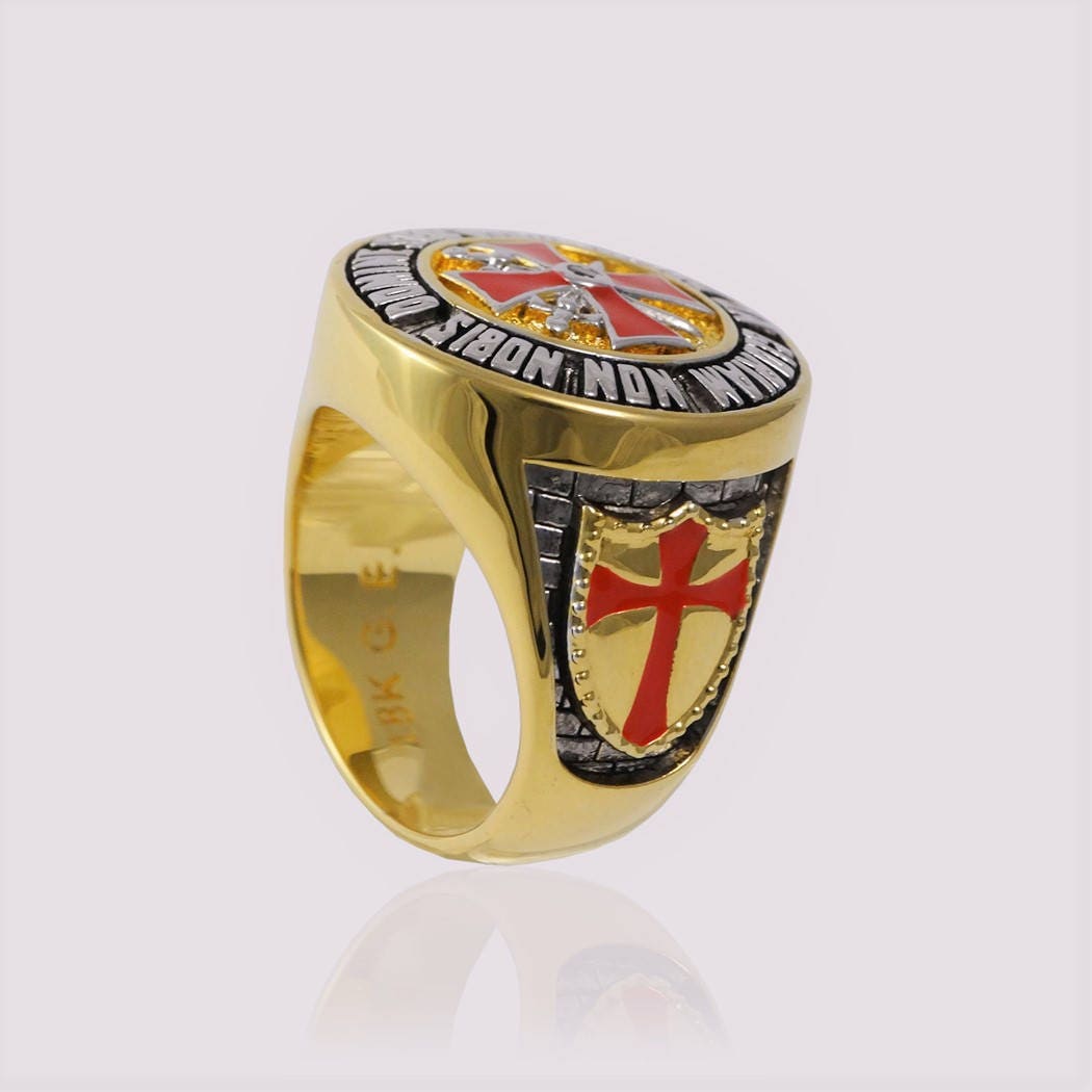 Knight Templar Masonic Ring 18k White and Yellow Gold Plated - Etsy ...