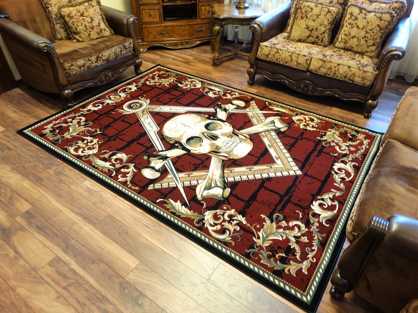 Masonic Skull & Bones Area Rug: Custom Woven Freemason Design - Etsy
