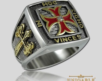 Handmade Knights Templar Ring – Sterling Silver Masonic Jewelry, Made in USA