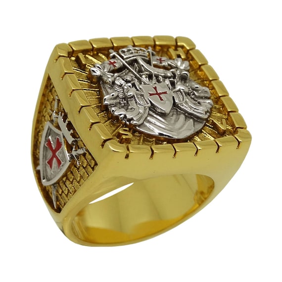 Custom made Knight Templar Masonic Ring 18k White and Yellow | Etsy