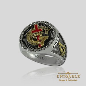 Uniqable Knights Templar Sterling Silver 925 Masonic 18K Gold Plated ...