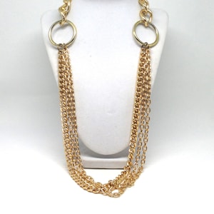 Impresionante eslabón grande Cadena única Gold Tone Estate Collar