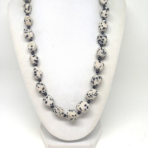 Gorgeous and Unique Estate 925 Sterling Silver Dalmatian Jasper Onyx Necklace and Bracelet Set