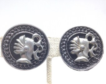 Vintage *Estate Gorgeous Knight Silver Tone Clip On Earrings