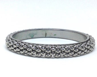 Stunning Estate Textured Silver Tone Bangle Bracelet