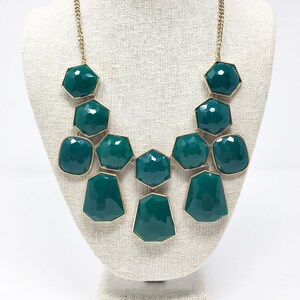 Estate Vintage Gorgeous Green Faceted Rhinestone Bib Necklace