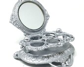 Vintage Estate Signed Celeste Faux Pearl Silver Tone Lipsticks Holder
