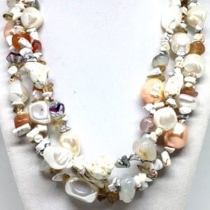 Vintage Costume Jewelry Crystal Lucite Stone Beaded Necklace
