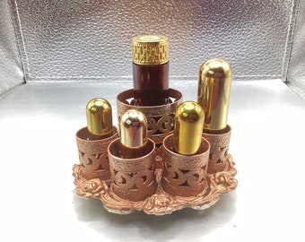 Vintage Lipstick Holder & Bobby Pins Antique Gold Metal Ornate Footed Organizer