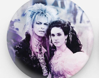 Jareth el Rey Duende y Sarah Botones Pin-Back DuoTone de 2,25"