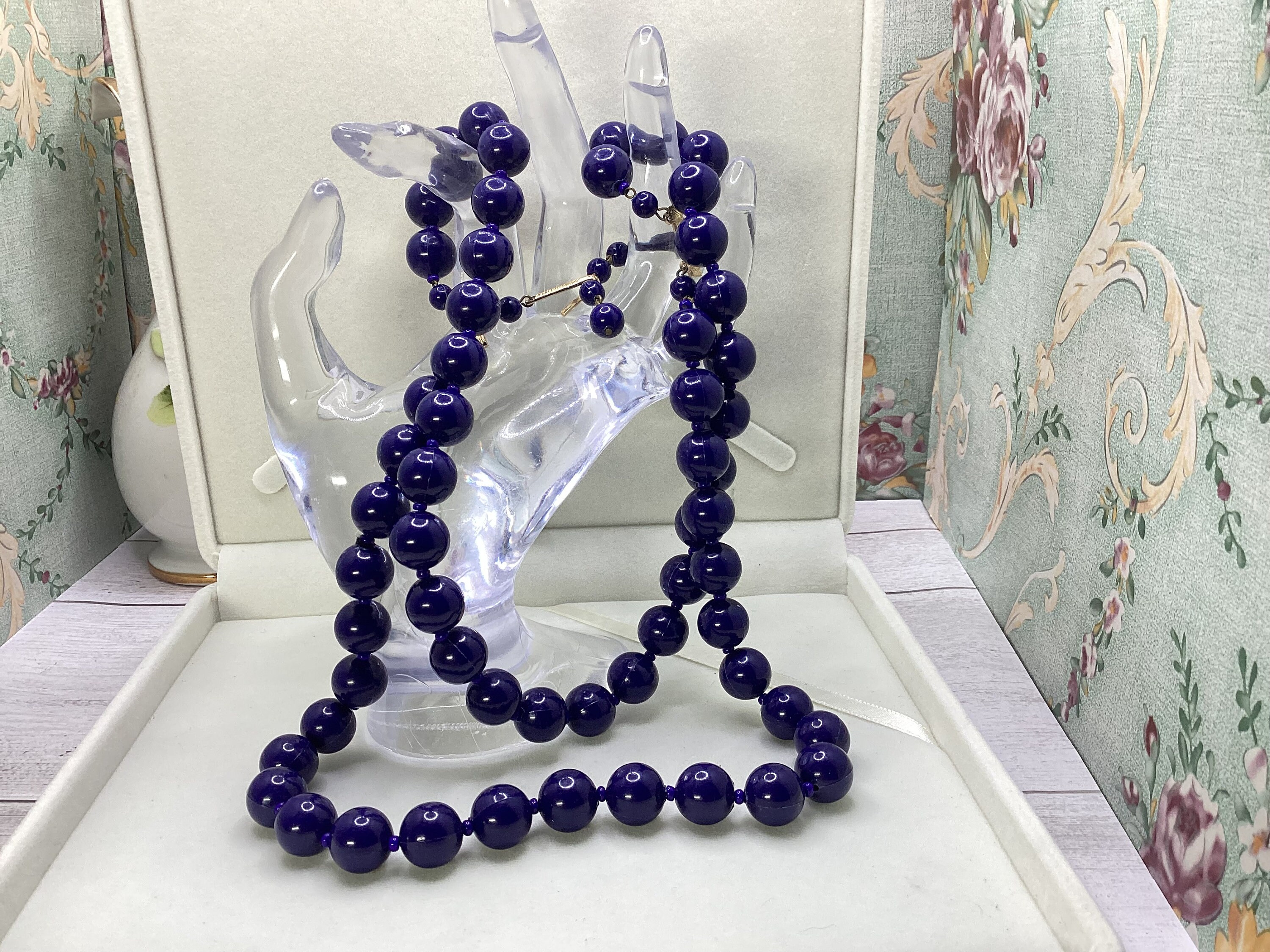 Vintage West Germany Navy Blue Gorgeous Long Necklace - Etsy