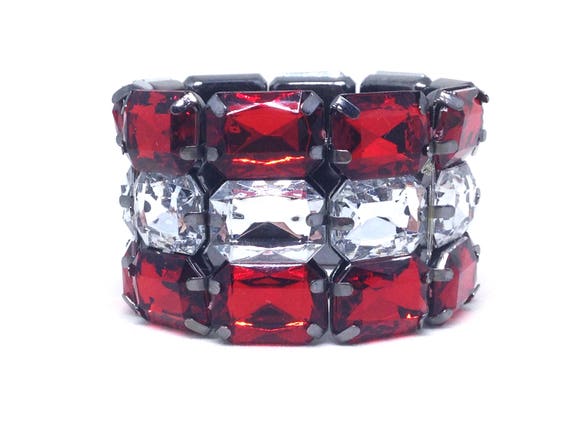Vintage Estate 1 Red And Clear Rhinestone Dark To… - image 1