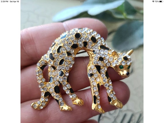 Broche Ancienne En Verre Et Métal Doré - Bijou Vintage, Occasion