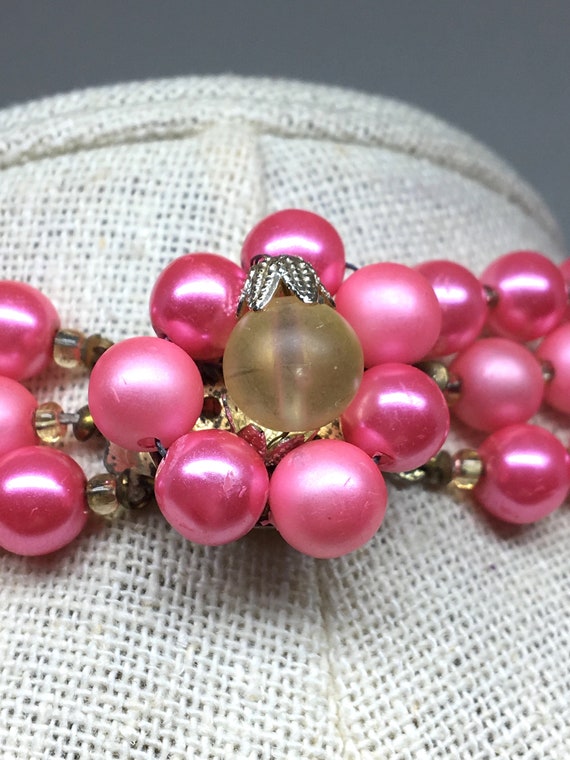 Vintage Japan Set Pink Three Strand Beaded Neckla… - image 4