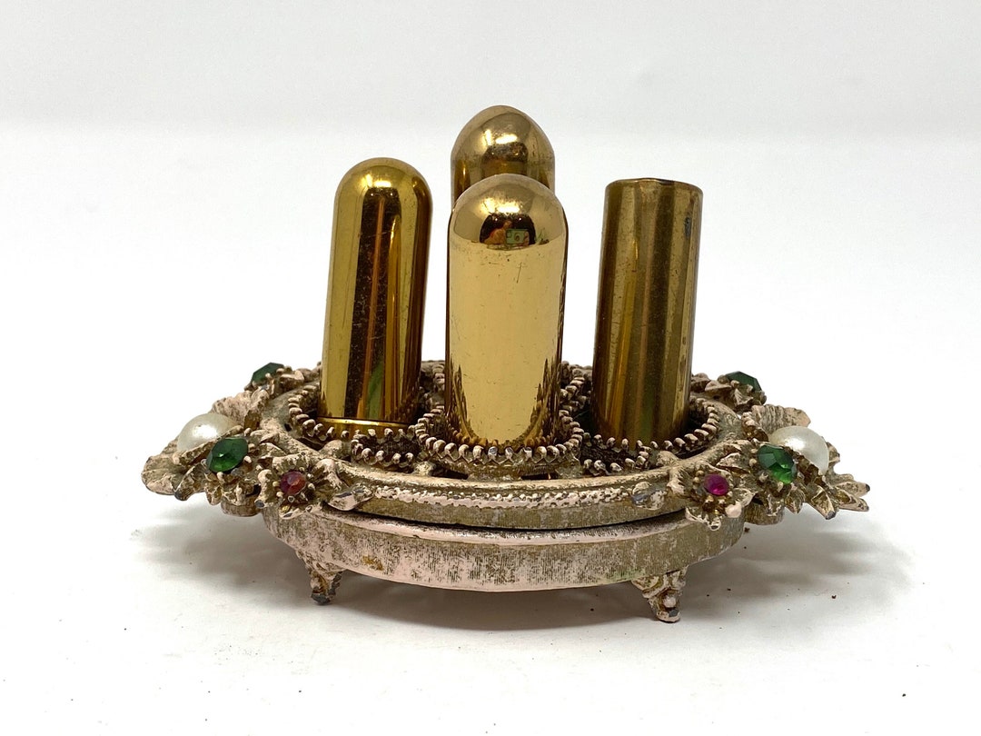 Vintage Florenza White Vanity Lipstick Holder Faux Pearls Etsy