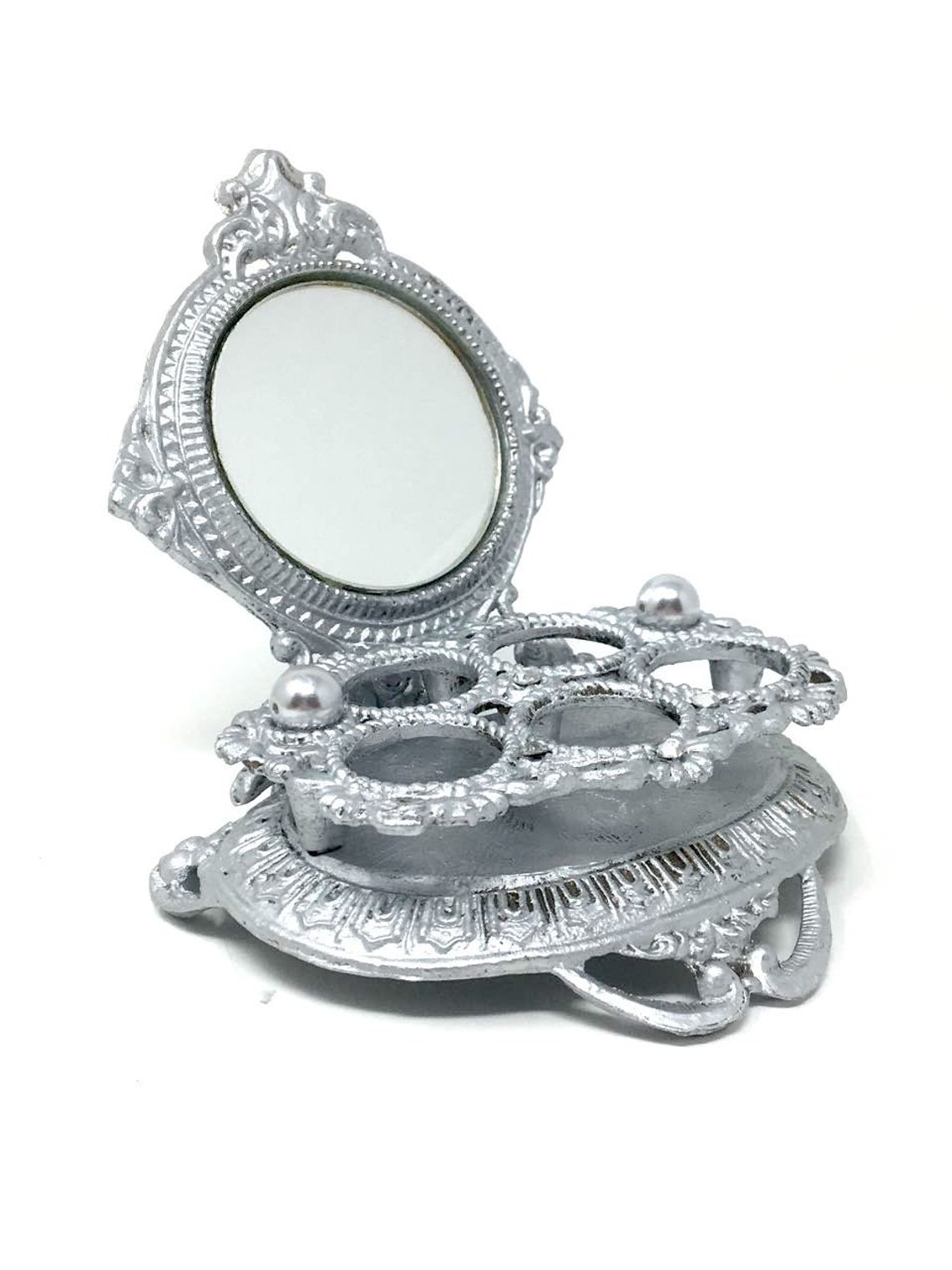 Vintage Lipstick Holder Celeste Signed Faux Pearl Silver Tone Etsy