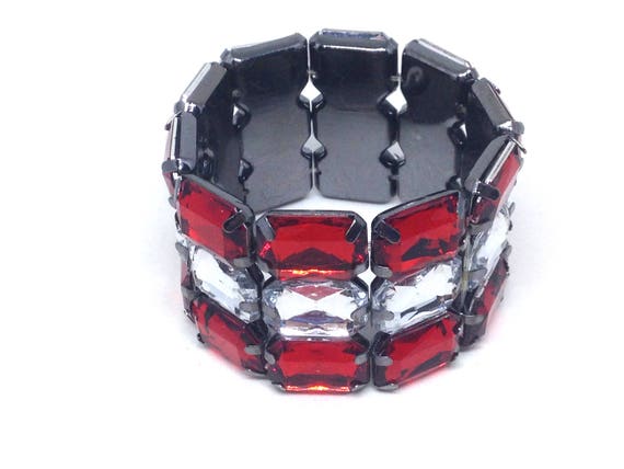 Vintage Estate 1 Red And Clear Rhinestone Dark To… - image 2