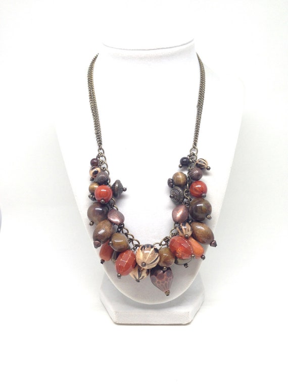 Buy Vintage Costume Jewelry Necklace Acrylic Faux Wood Beaded Gold