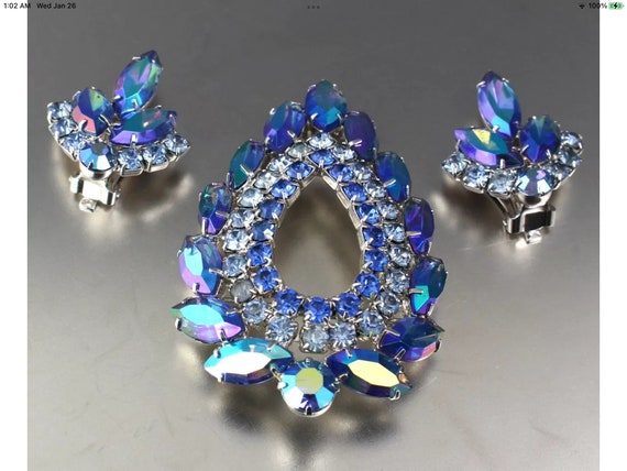 Vintage JULIANA for Sarah Cov Blue Lagoon Rhinestone Brooch